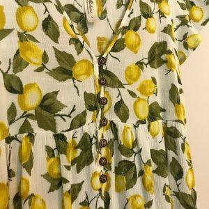 Mahina Lemon Print Babydoll Shirt